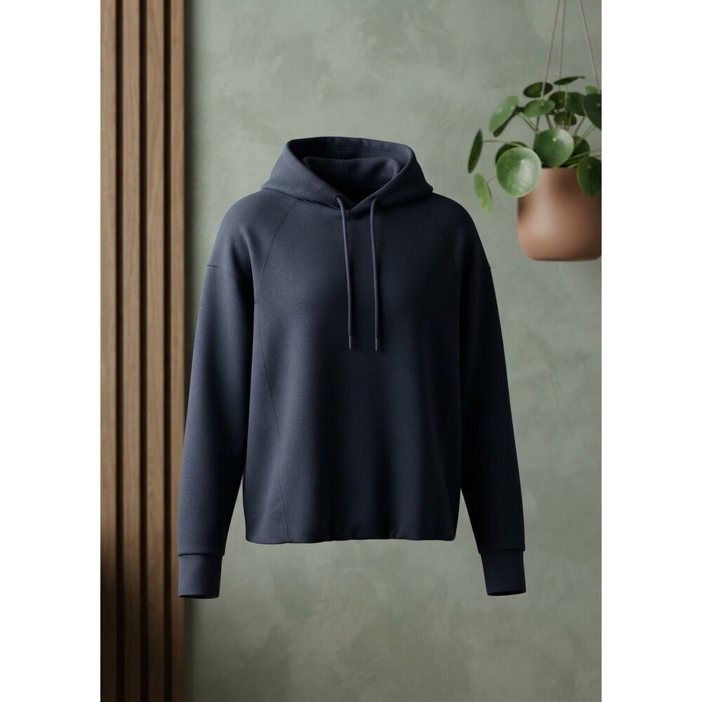 Athleta Seasoft Bubble Hem Hoodie Small Navy Pullover Sweatshirt Soft Modal FA24